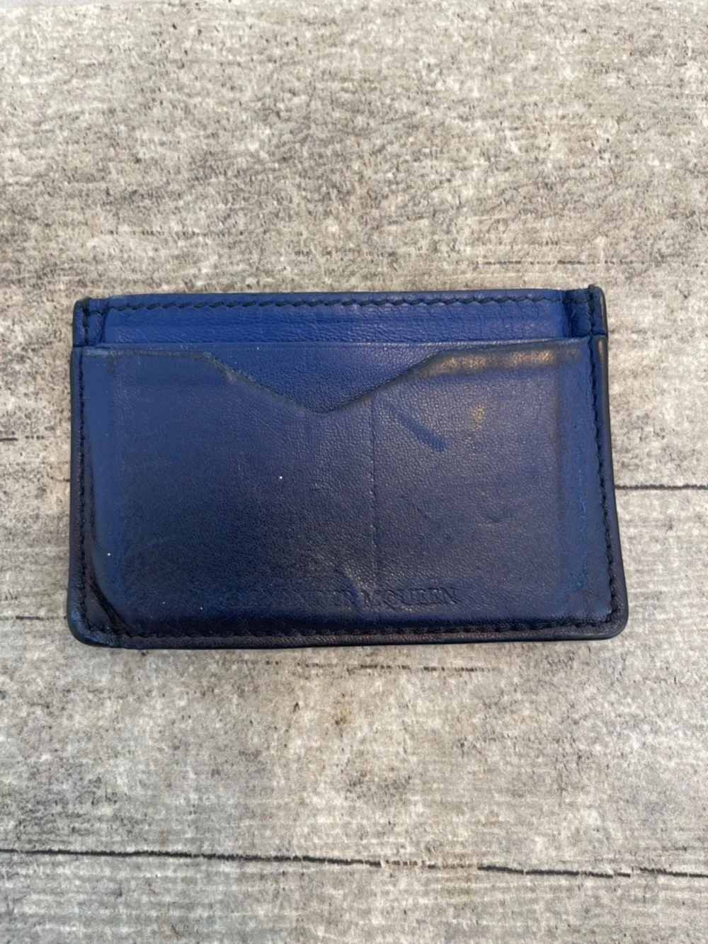 Alexander McQueen Mens Wallet Card Holder Leather Blue